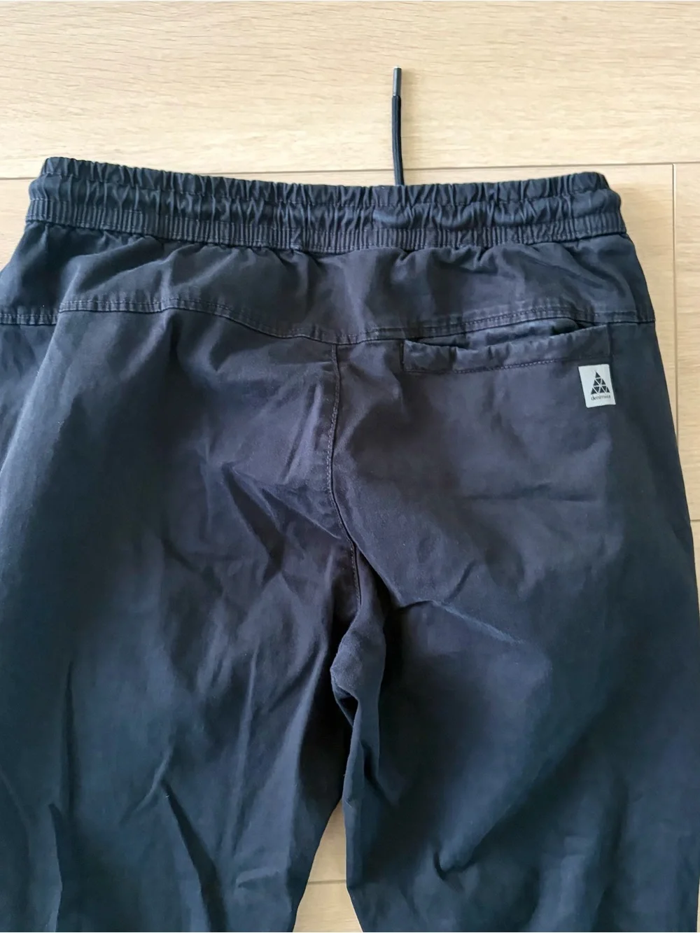 Zara Man Stretch Cotton Pants Black Elastic Waist Drawstring Joggers Medium